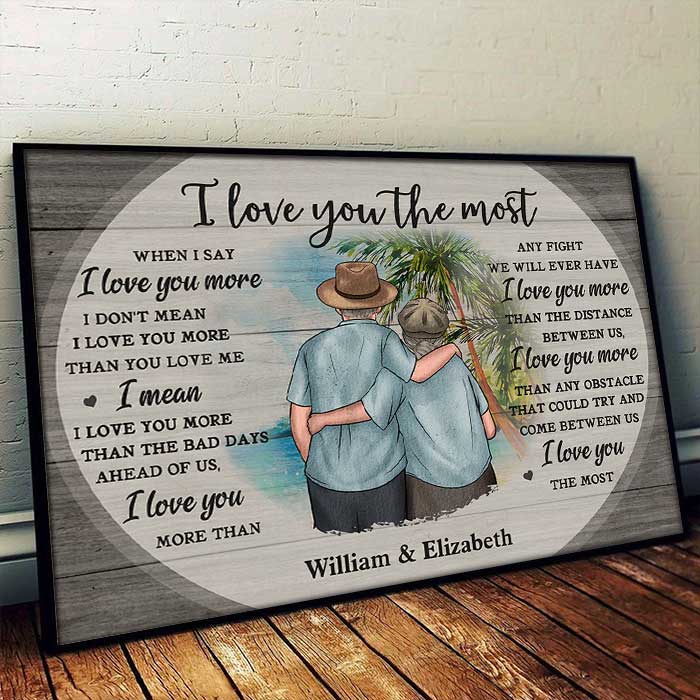 Je t'aime plus que tout - Affiche horizontale personnalisée - Cadeau pour couple, mari et femme