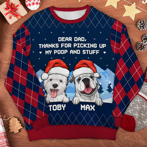 Merci d'avoir récupéré mes affaires - Sweat-shirt de Noël unisexe personnalisé, sweat-shirt en laine, sweat-shirt imprimé intégral - Cadeau pour les amoureux des chiens, les amoureux des animaux, cadeau de Noël