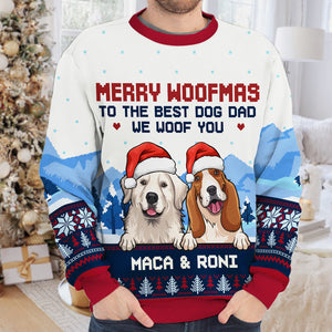 Joyeux Noël au meilleur papa et à la meilleure maman de chien - Sweat-shirt de Noël unisexe personnalisé, sweat-shirt en laine, sweat-shirt imprimé intégral - Cadeau pour les amoureux des chiens, les amoureux des animaux, cadeau de Noël