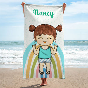 Apportez de la joie à la plage ! Serviette de plage personnalisée pour enfant ! Cadeau de Noël pour enfants