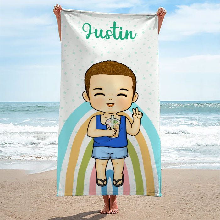 Apportez de la joie à la plage ! Serviette de plage personnalisée pour enfant ! Cadeau de Noël pour enfants