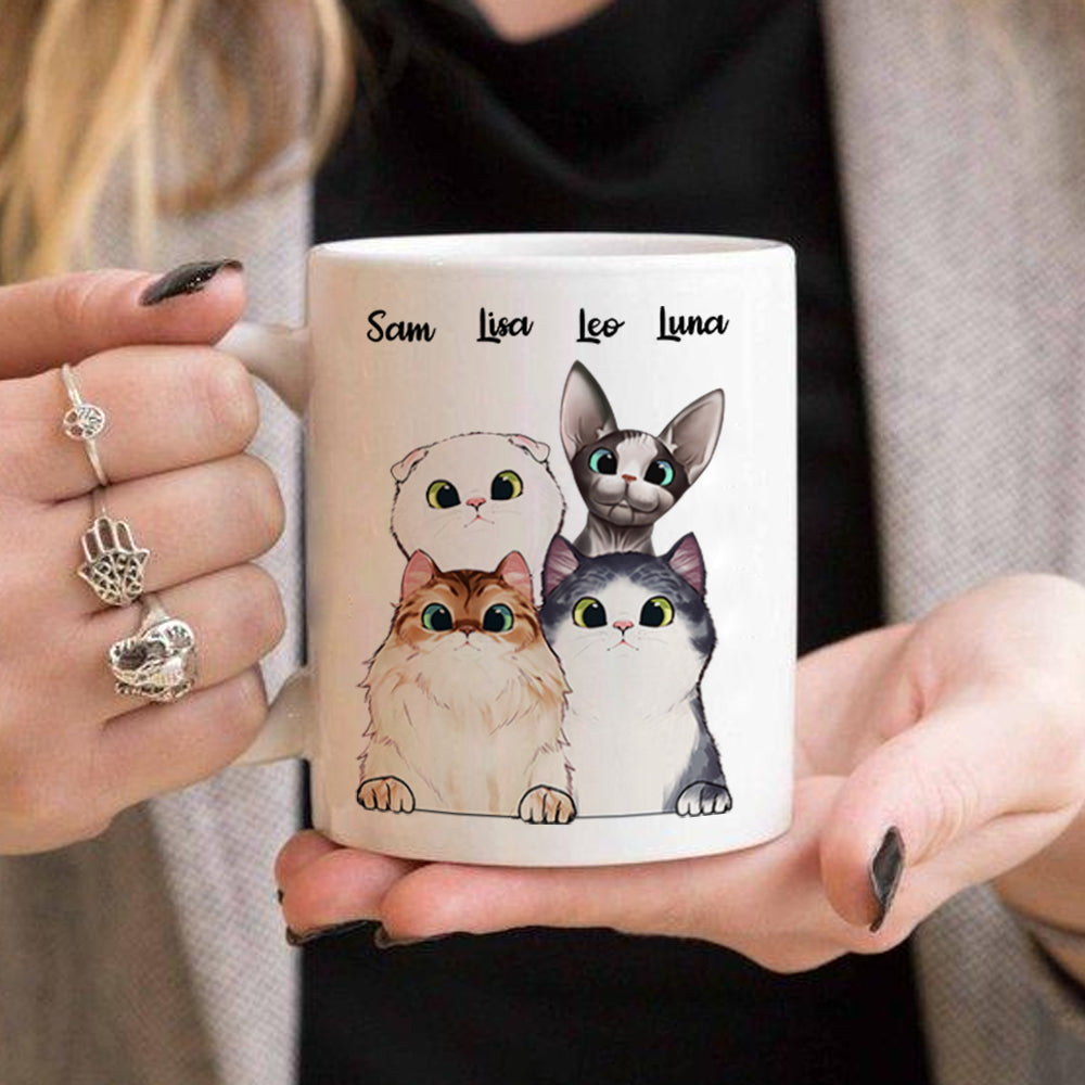 Thank You For Being Our Dad - Gift for Dad, Funny Personalized Cat Mug.
