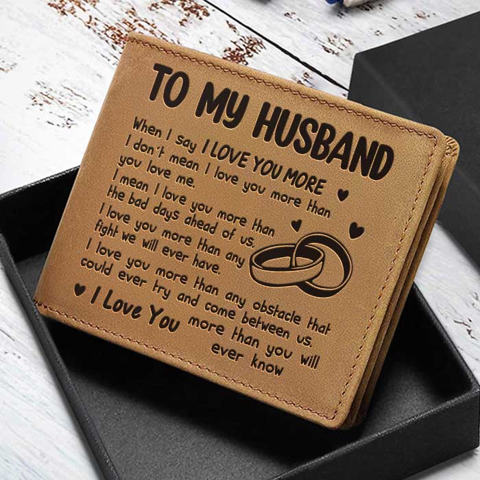 Je t'aime encore plus - Portefeuille à deux volets - Cadeau pour couple, mari et femme