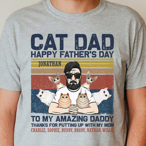 To My Amazing Daddy- Gift For Cat Dad - Personalized Unisex T-Shirt.