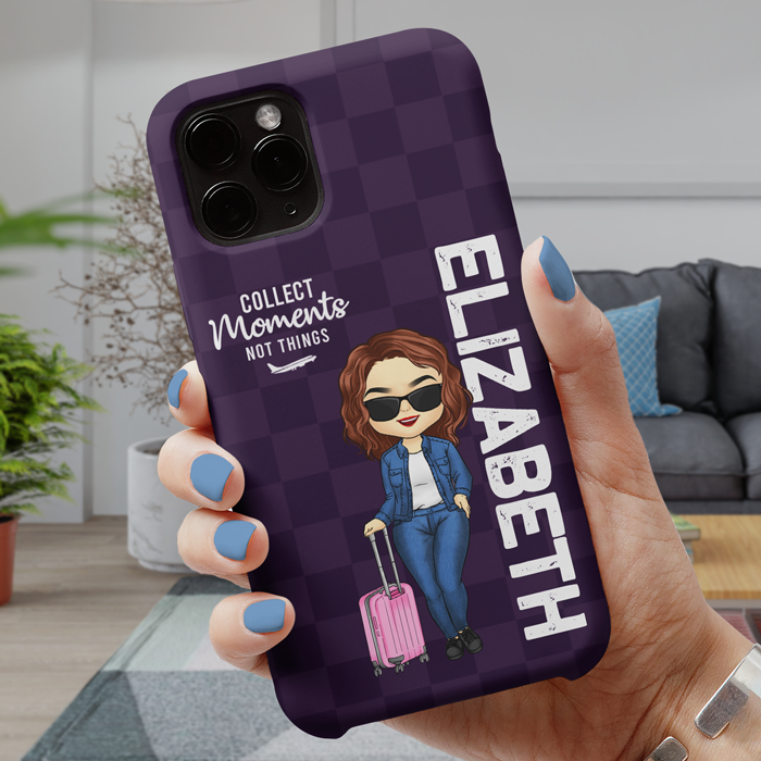 Collect Moments Not Things - Travel Personalized Custom Phone Case - Gift For Travel Lovers