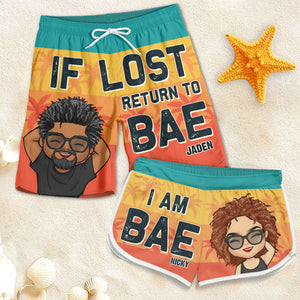 Retour à Bae si perdu - Short de plage personnalisé pour couple - Cadeau pour couple, mari et femme