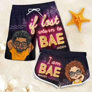Retour à Bae, je suis Bae - Short de plage personnalisé pour couple - Cadeau pour couples, mari et femme