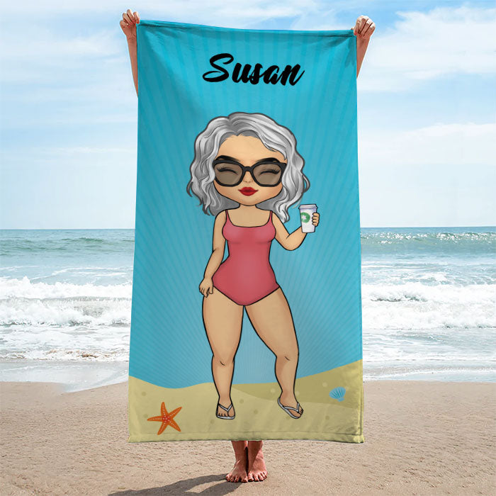 Serviette de plage personnalisée pour couple, vacances d'été, chibi ! Cadeau pour couple, mari et femme