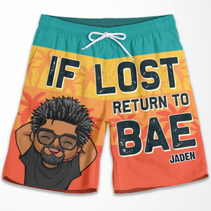 Retour à Bae si perdu - Short de plage personnalisé pour couple - Cadeau pour couple, mari et femme
