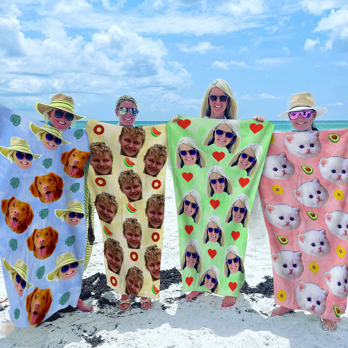 Nous avons tous besoin de vitamines ! Serviette de plage personnalisée ! Télécharger une image, cadeau pour la famille ou pour les enfants