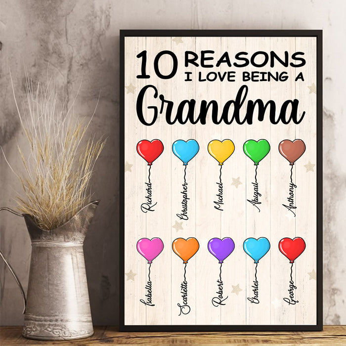Reasons I Love Being A Grandma - Personalized Vertical Poster.