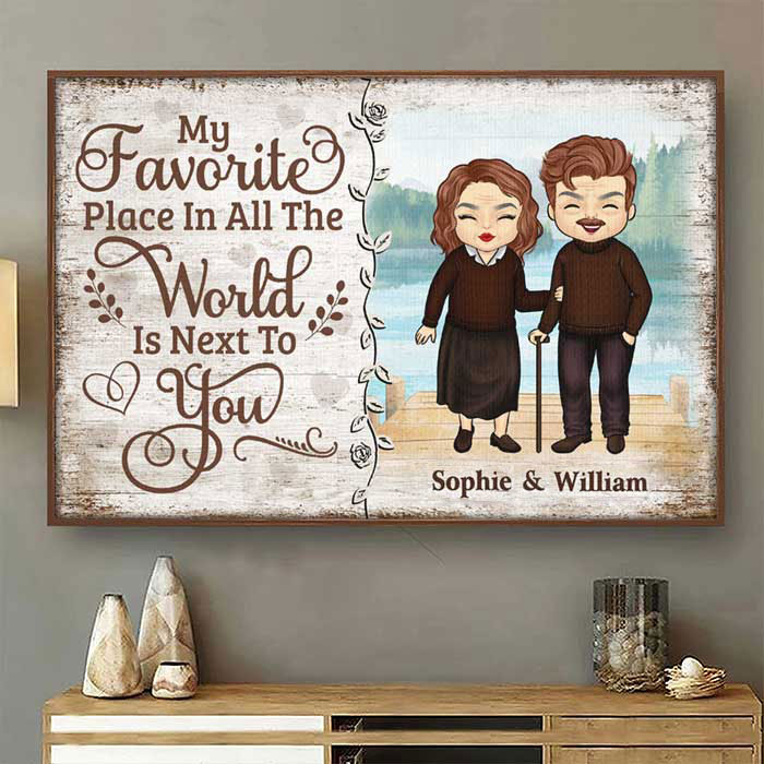 My Beloved Place Is Next To You - Gift For Couples, Personalized Horizontal Poster.