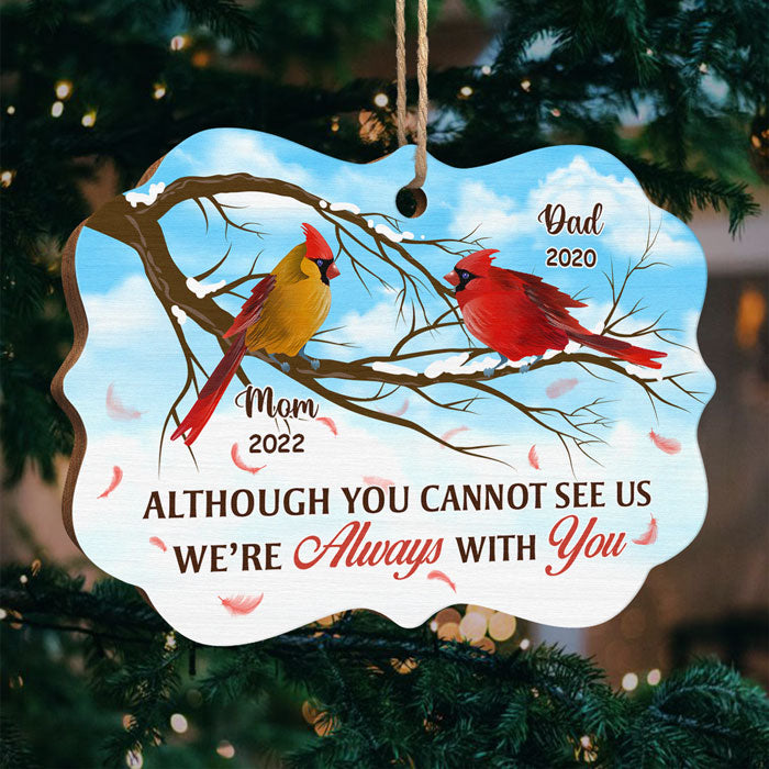 Même si tu ne peux pas me voir, je suis toujours avec toi - Ornement commémoratif personnalisé - En bois en forme de Benelux - Cadeau de condoléances, cadeau de Noël pour la famille