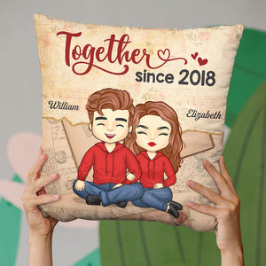Nous sommes ensemble depuis - Coussin personnalisé pour couple - Cadeau pour mari et femme, anniversaire