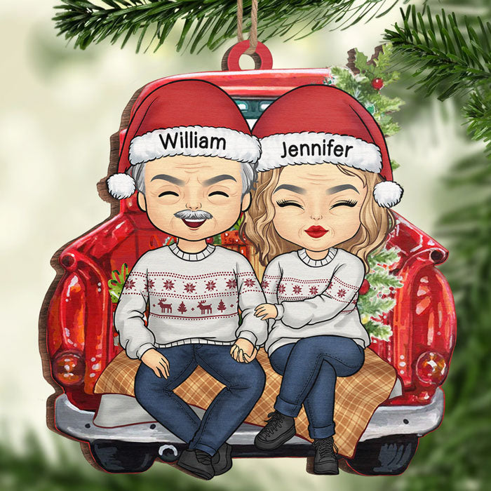 Tout ce que je veux pour Noël, c'est toi - Ornement personnalisé pour couple - En forme de voiture en bois - Cadeau de Noël pour mari et femme, anniversaire