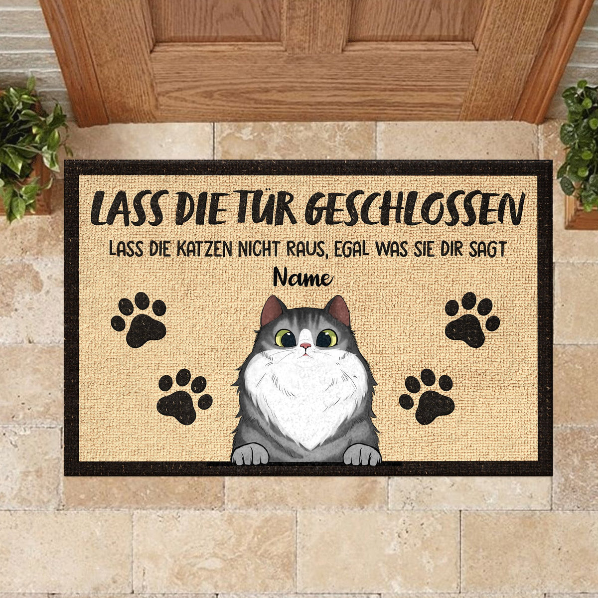 Lassen Sie die Katzen nicht raus German - Funny Personalized Cat Decorative Mat.