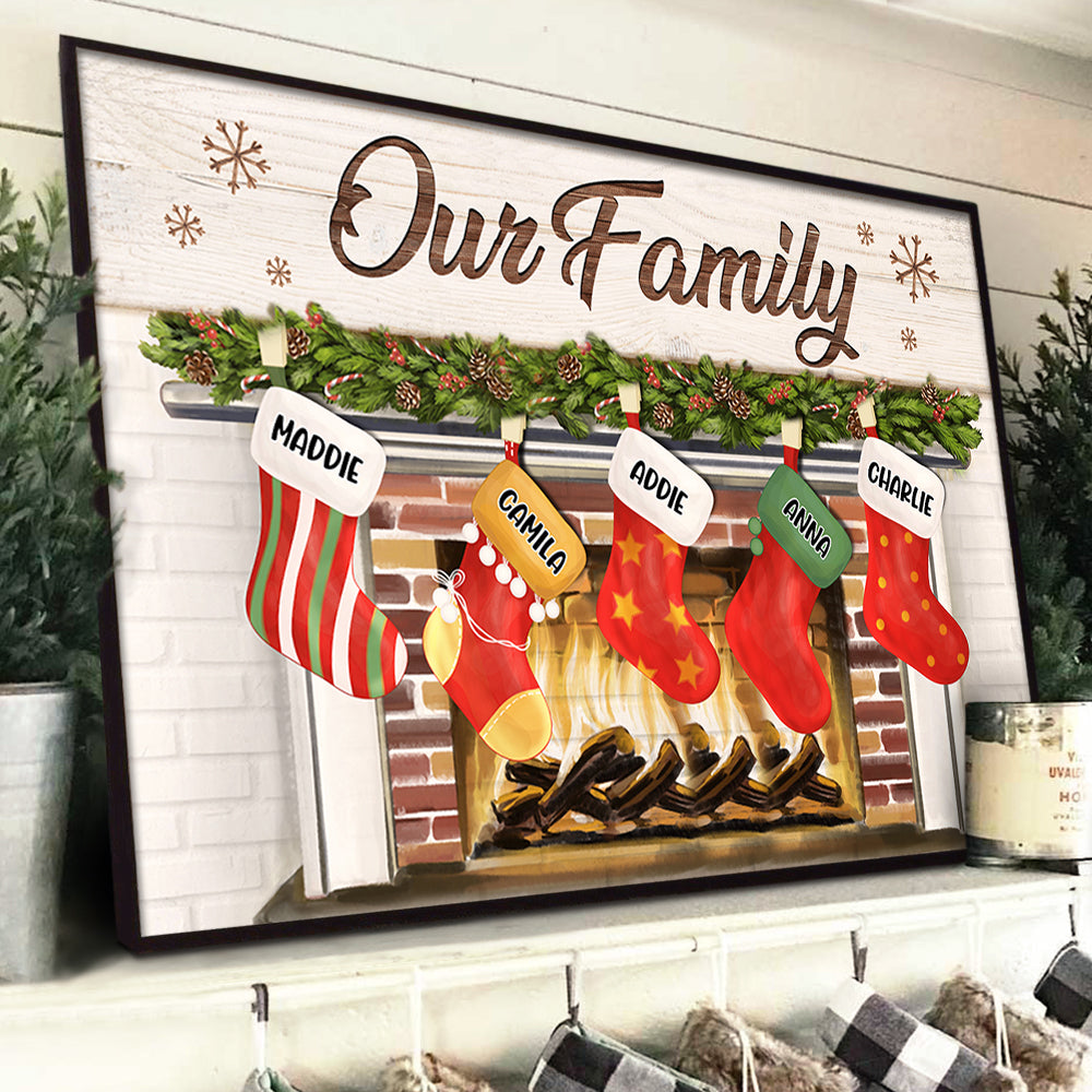 Merry Christmas With Family - Personalized Horizontal Poster.