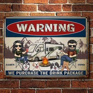 Nous achetons le forfait boissons - Plaque métallique personnalisée - Cadeau pour les amateurs de camping