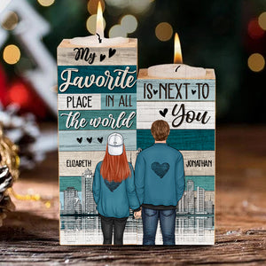 My Favorite Place Is Next To You - Gift For Couples - Personalized Candle Holder.