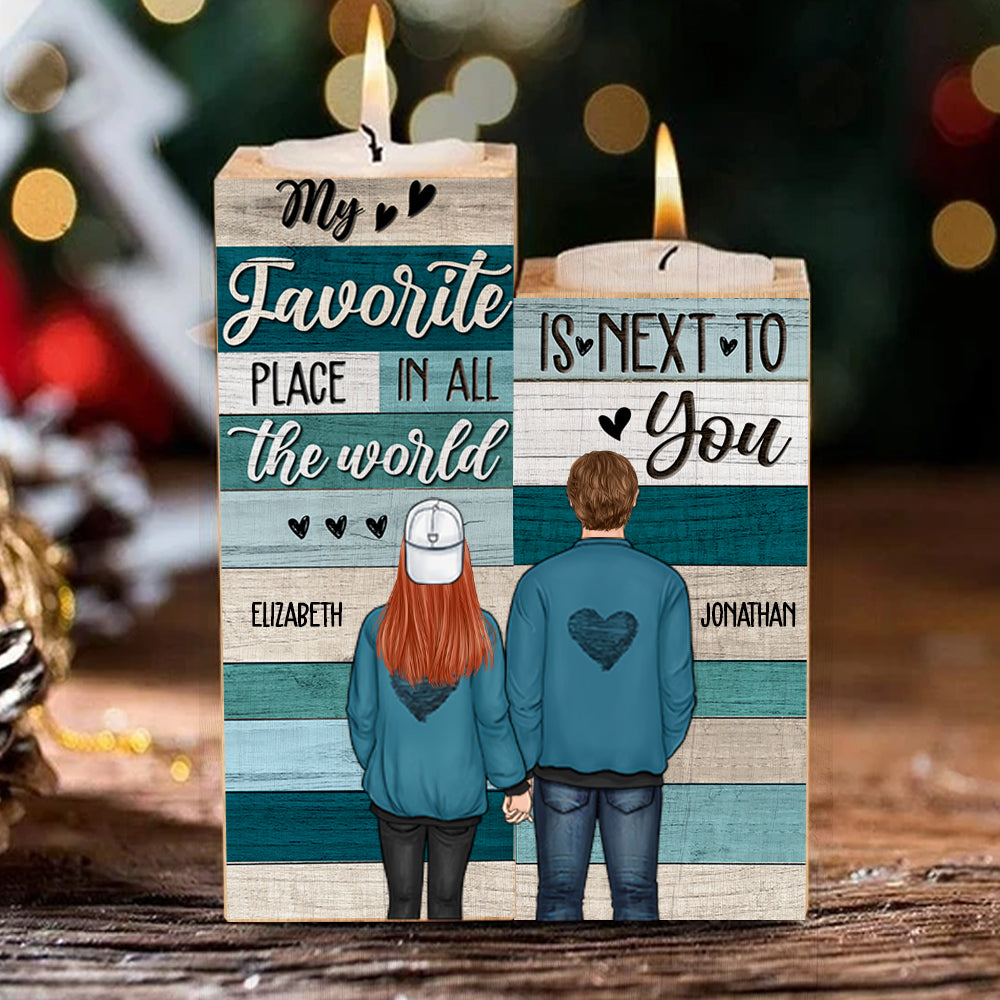My Favorite Place In All The World - Gift For Couples - Personalized Candle Holder.