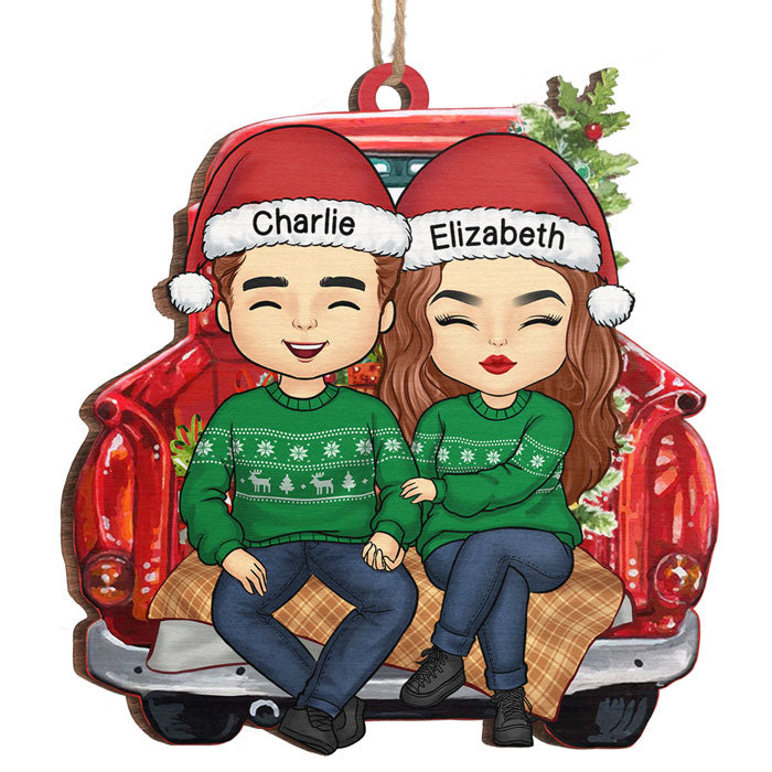 Tout ce que je veux pour Noël, c'est toi - Ornement personnalisé pour couple - En forme de voiture en bois - Cadeau de Noël pour mari et femme, anniversaire