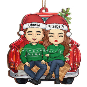 Tout ce que je veux pour Noël, c'est toi - Ornement personnalisé pour couple - En forme de voiture en bois - Cadeau de Noël pour mari et femme, anniversaire