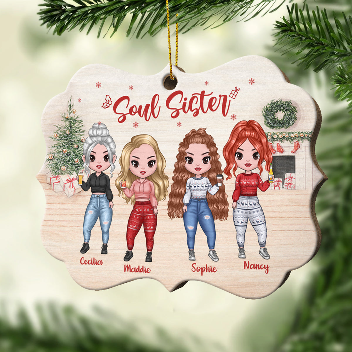 Sisters Forever, Never Apart - Maybe In Distance But Never At Heart - Personalized Shaped Ornament.