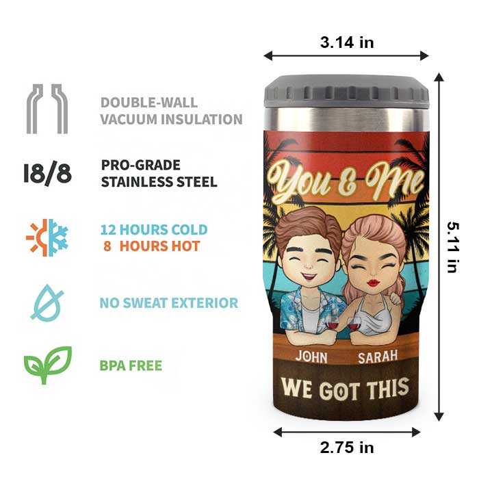 Partenaire pour la vie : boisson et voyages – Seau isotherme personnalisé – Cadeau pour couple, mari et femme