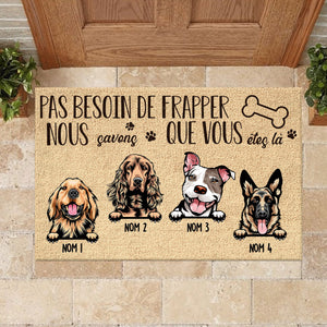 Pas besosin de frapper French - Funny Personalized Dog Decorative Mat.
