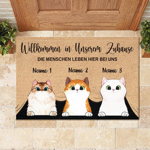Willkommen in meinem Zuhause German - Funny Personalized Cat Decorative Mat.
