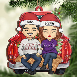Tout ce que je veux pour Noël, c'est toi - Ornement personnalisé pour couple - En forme de voiture en bois - Cadeau de Noël pour mari et femme, anniversaire