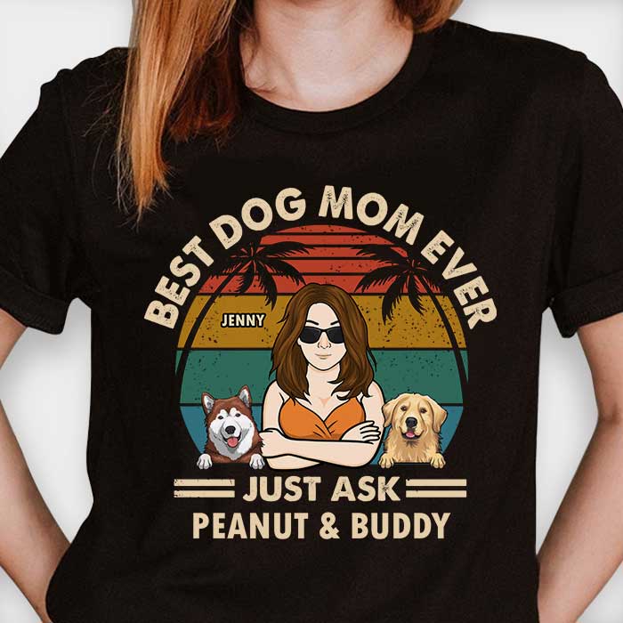 Meilleure maman de chien, demandez-lui simplement ! T-shirt et sweat à capuche unisexe personnalisé ! Cadeau pour les amoureux des animaux