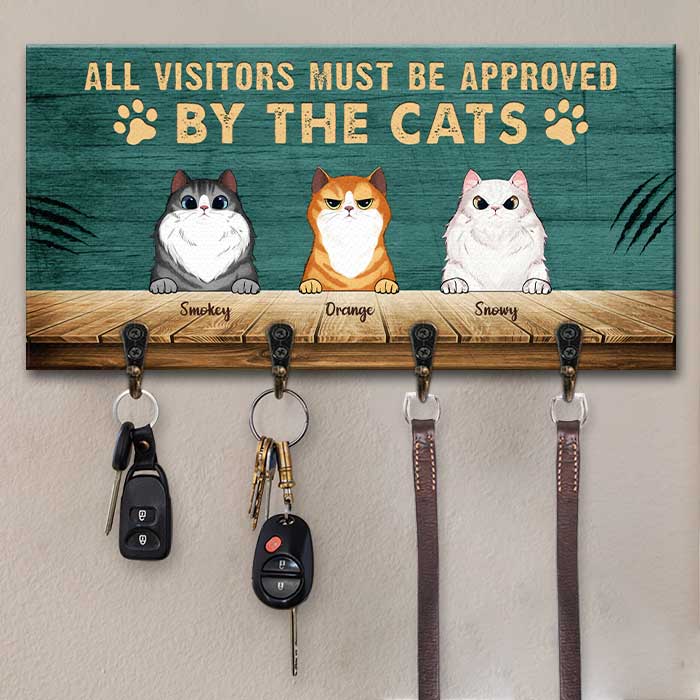 Tous les visiteurs doivent être approuvés par le chat - Porte-clés personnalisé, porte-clés - Cadeau pour les amoureux des chats