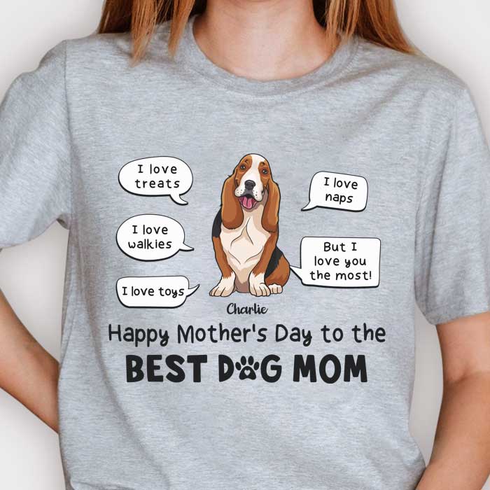 Je t'aime le plus, meilleur chien maman chien papa - Cadeau pour la fête des mères et la fête des pères, t-shirt unisexe personnalisé, sweat à capuche