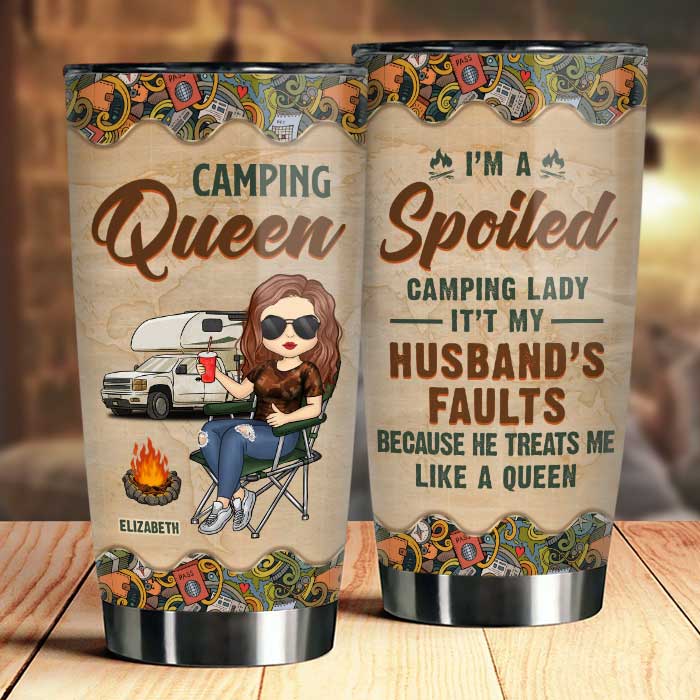 Camping Queen - Gobelet personnalisé - Cadeau pour les amateurs de camping
