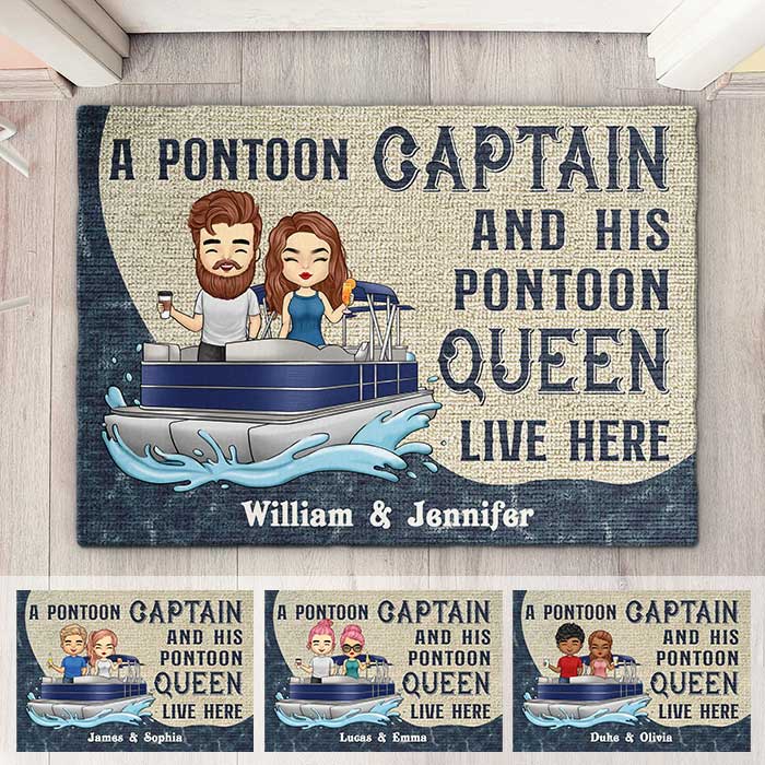 Un capitaine de ponton et sa reine de ponton - Tapis décoratif personnalisé - Cadeau pour couples, mari et femme