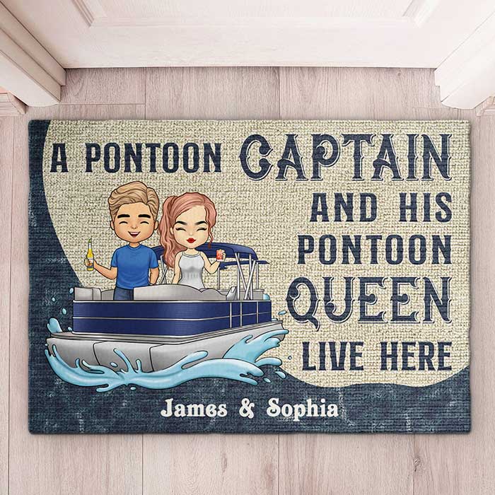 Un capitaine de ponton et sa reine de ponton - Tapis décoratif personnalisé - Cadeau pour couples, mari et femme