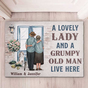 Un couple adorable vit ici - Tapis décoratif personnalisé - Cadeau pour couple, mari et femme