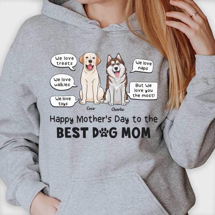 Je t'aime le plus, meilleur chien maman chien papa - Cadeau pour la fête des mères et la fête des pères, t-shirt unisexe personnalisé, sweat à capuche