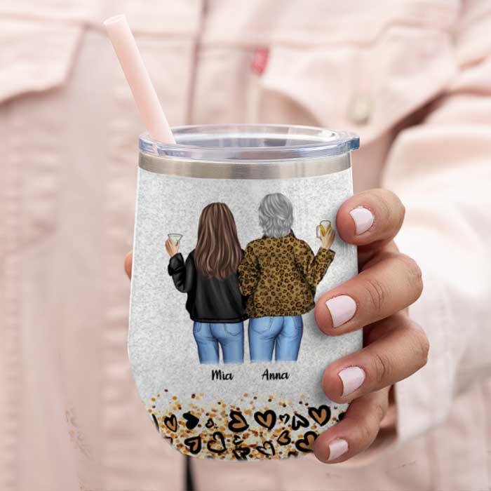 Telle mère, telle fille, unies pour toujours - Cadeau pour maman, verre à vin personnalisé 