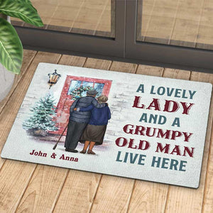 Un couple adorable vit ici - Tapis décoratif personnalisé - Cadeau pour couple, mari et femme