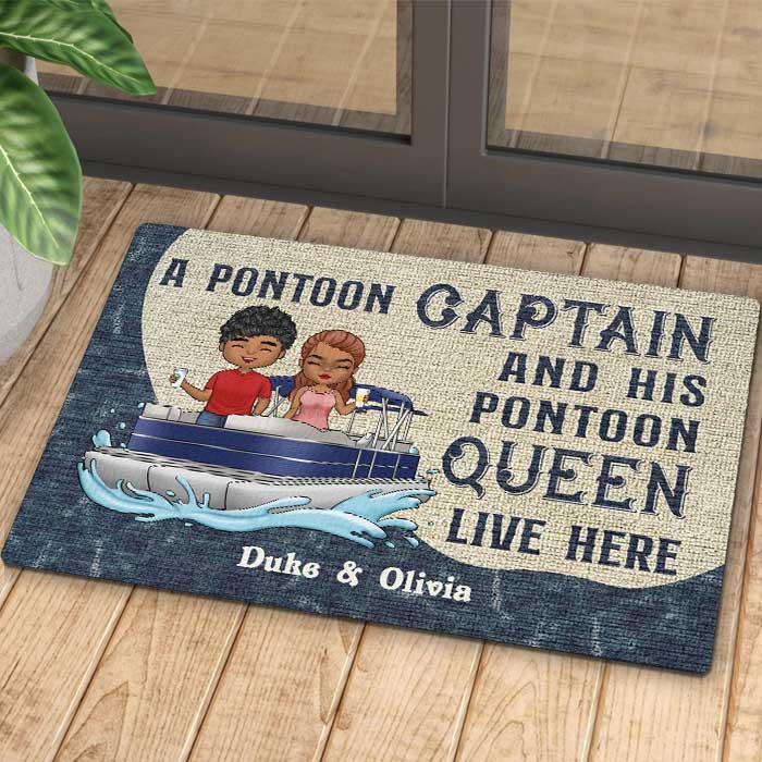 Un capitaine de ponton et sa reine de ponton - Tapis décoratif personnalisé - Cadeau pour couples, mari et femme