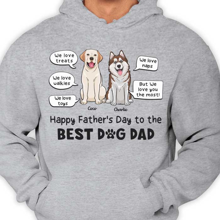 Je t'aime le plus, meilleur chien maman chien papa - Cadeau pour la fête des mères et la fête des pères, t-shirt unisexe personnalisé, sweat à capuche