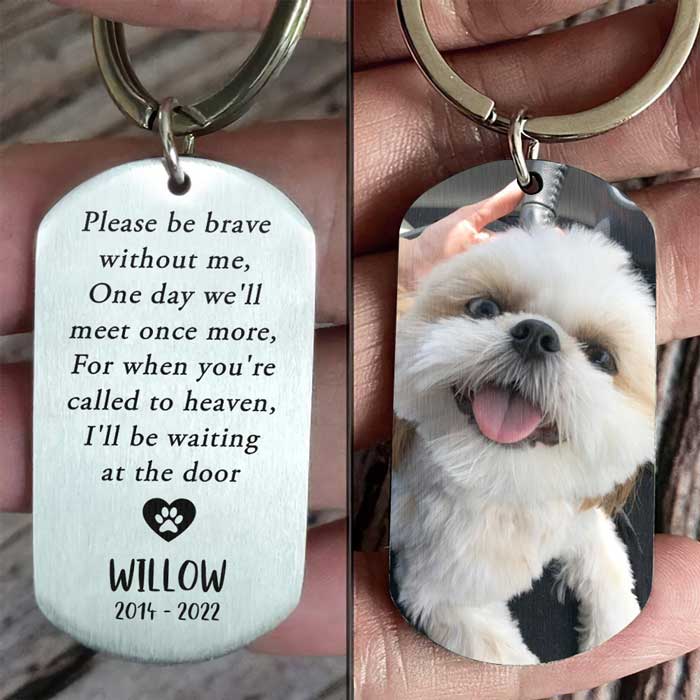 Please Be Brave Without Me - Upload Image, Gift For Dog Lovers - Personalized Keychain.