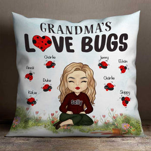 Grandma's Love Bugs - Gift For Grandma, Personalized Pillow.