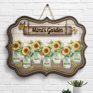 Grandma's Garden Sunflower - Gift For Grandma, Personalized Shaped Wood Sign.