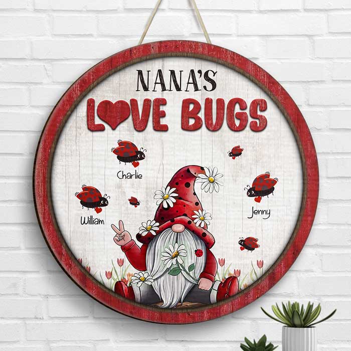Grandma's Love Bugs - Gift For Grandma, Personalized Wood Sign.