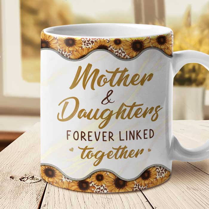 Mère et filles liées à jamais - Cadeau pour maman, tasse personnalisée