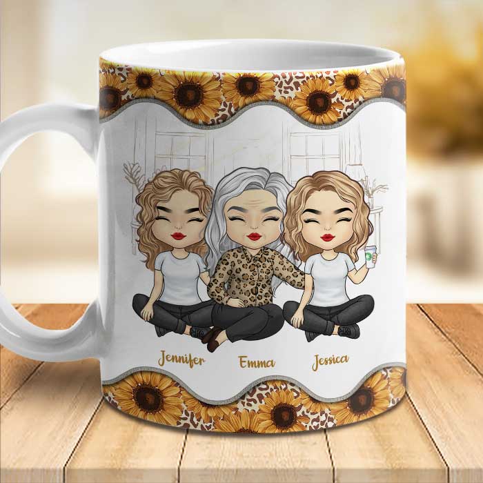 Mère et filles liées à jamais - Cadeau pour maman, tasse personnalisée