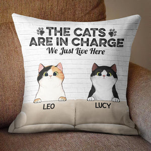 The Cats Are In Charge - Funny Personalized Cat Pillow (Insert Included).
